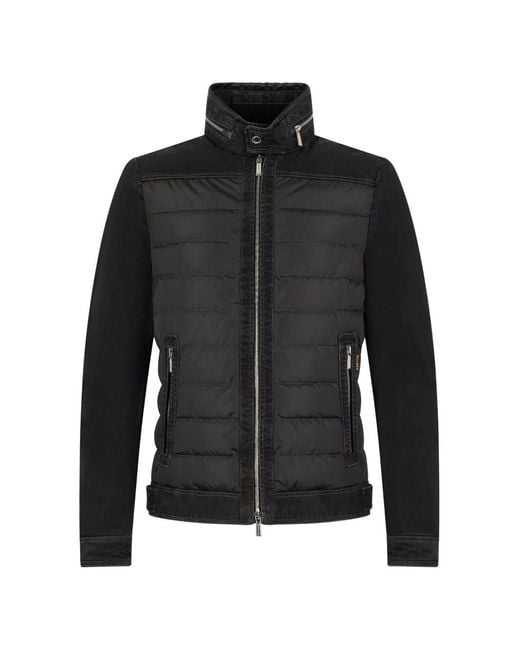 Moorer Black Zip-Up Quilted Panel Jacket for men