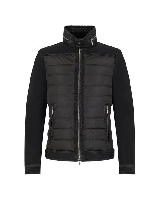 Moorer Black Zip-Up Quilted Panel Jacket for men