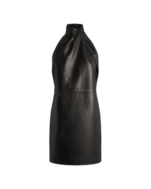 Balmain Black Lambskin Open-Back Dress
