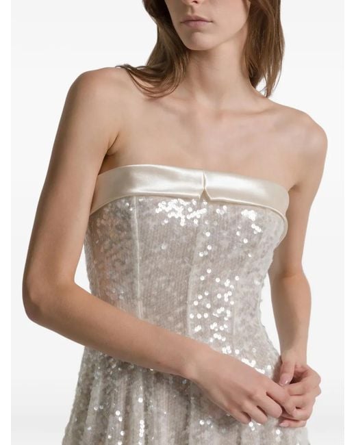 Alberta Ferretti White Strapless Midi Dress