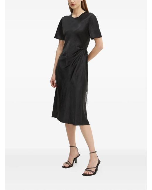 Marc O' Polo Midi-Jurk Met Korte Mouwen En Gestrikte Zijkant in het Black
