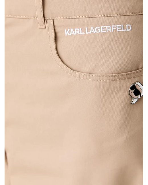 Karl Lagerfeld Natural Logo-Print Tapered Trousers
