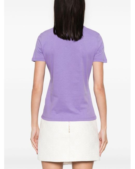 Elisabetta Franchi Katoenen T-shirt Met Logoplakkaat in het Purple