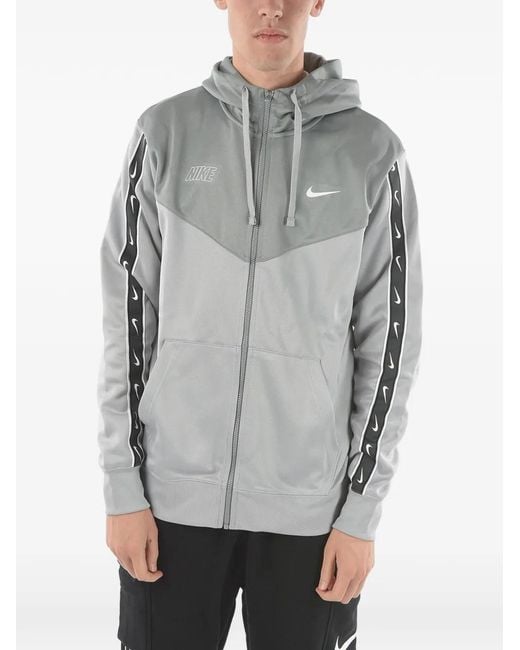 Nike Gray Logo-Print Zip-Up Hoodie for men
