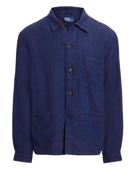Polo Ralph Lauren Blue Linen Shirt Jacket for men