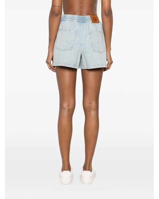 Maje Blue Rhinestone-Embellished Shorts