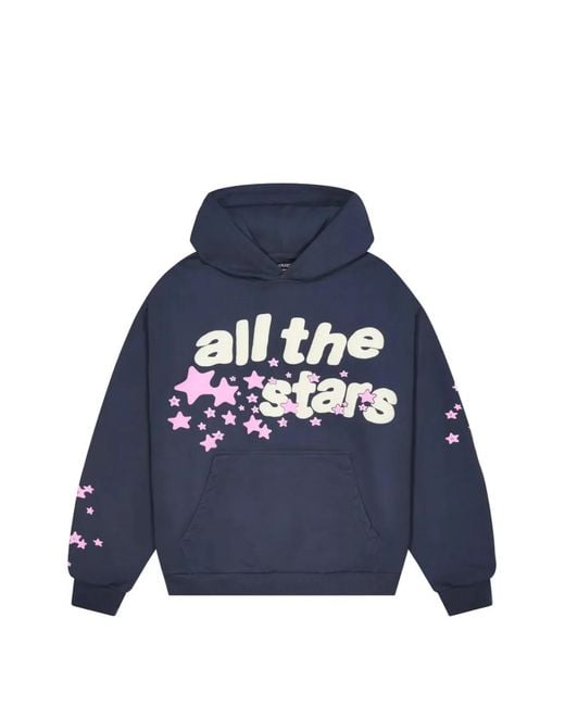 BROKEN PLANET Blue Graphic-Stars Long-Sleeve Hoodie for men