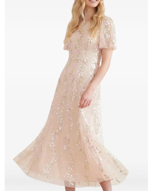 Needle & Thread White Confetti Round-Neck Maxi Dress