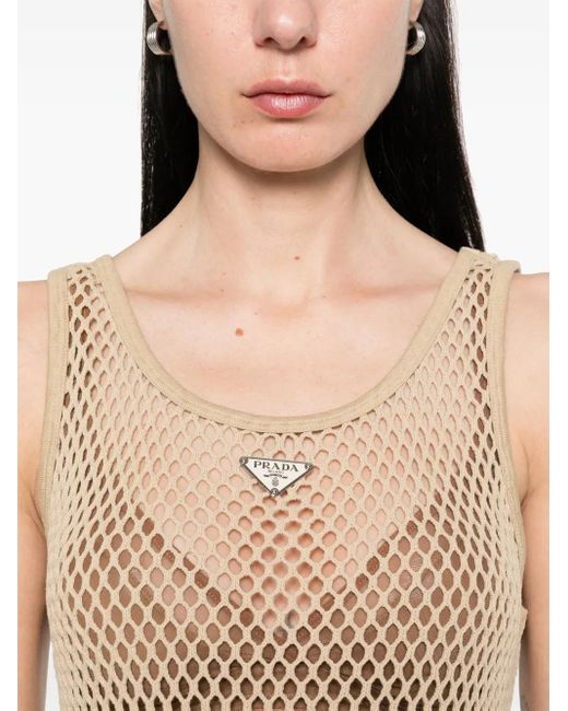 Prada Natural Sheer Cotton Tank Top