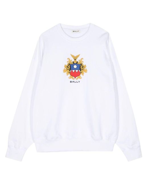 Bally White Logo-embroidered Cotton Sweatshirt for men