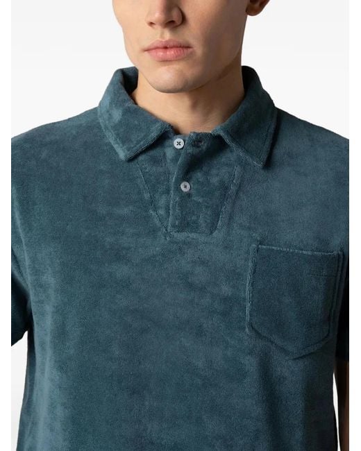 Aurélien Blue Short-Sleeve Chest-Pocket Polo Shirt for men