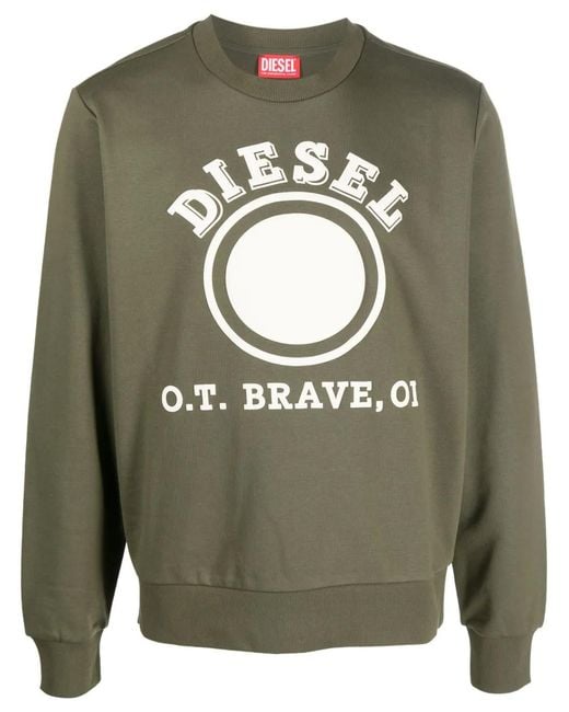 DIESEL Gray Logo-Print Jersey Sweatshirt for men