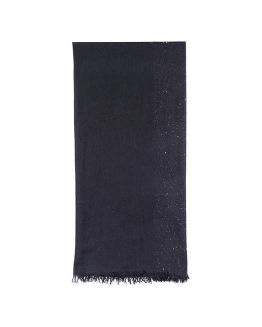 Faliero Sarti Blue Kundy Sequin-Embellished Frayed Scarf