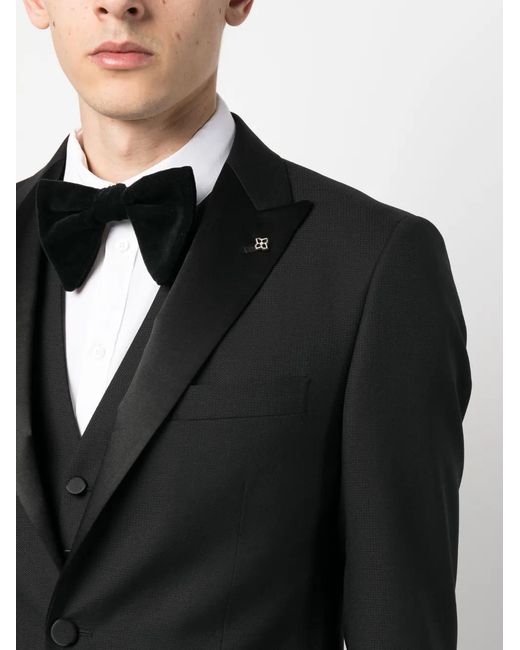 Tagliatore Black Slim-Cut Three-Piece Dinner Suit for men