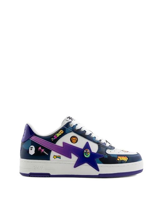 A Bathing Ape Blue Bape Sta Star Appliqué Low-Top Sneakers for men