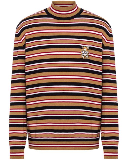 Moschino Red Striped Virgin-wool Jumper for men