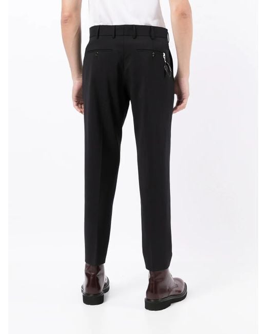 PT Torino Black Tapered Slim-Cut Trousers for men