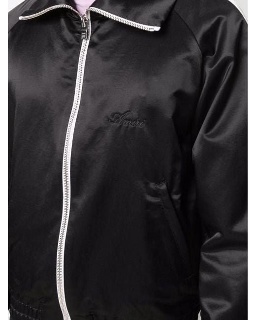 Amiri Black Zip-Up Satin Track Jacket for men