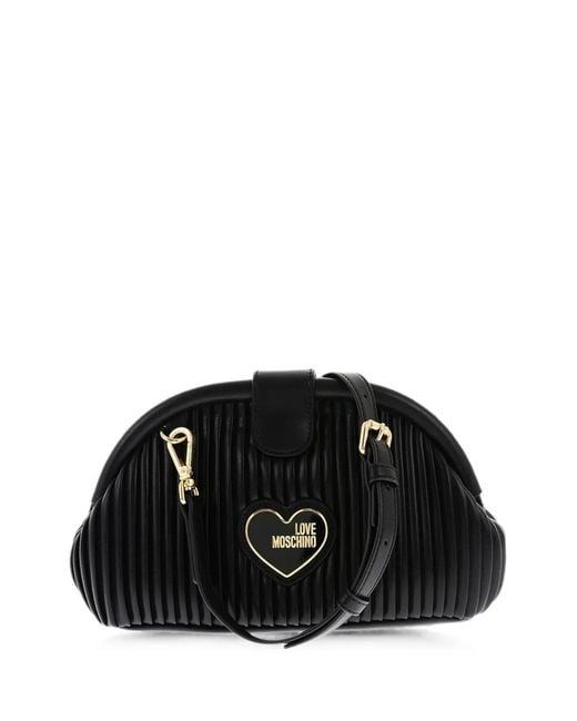 Love Moschino Black Pleated Cross Body Bag