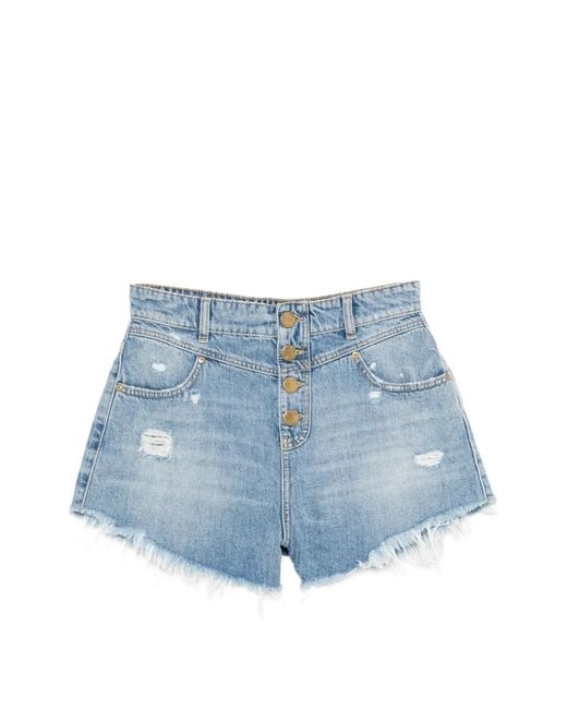 Pinko Blue Distressed Frayed Shorts