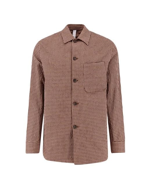 Hevò Brown Bari Check-Pattern Shirt for men