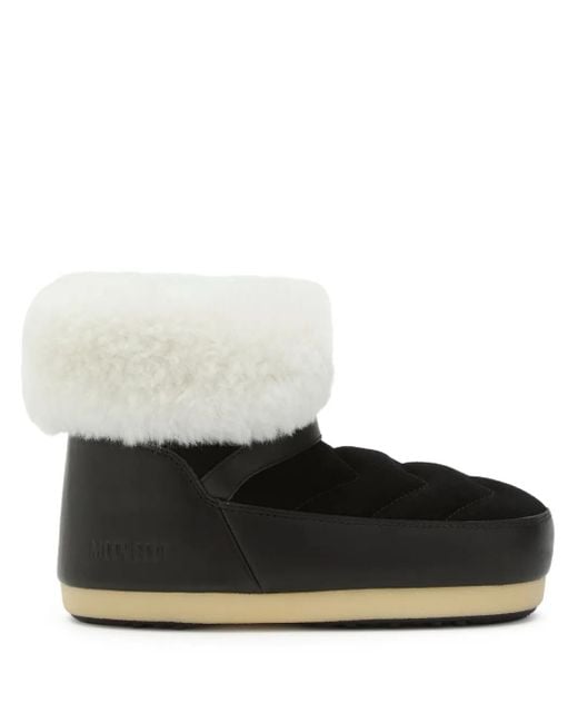 Moon Boot Black Gesteppte EVX Stiefel aus Shearling