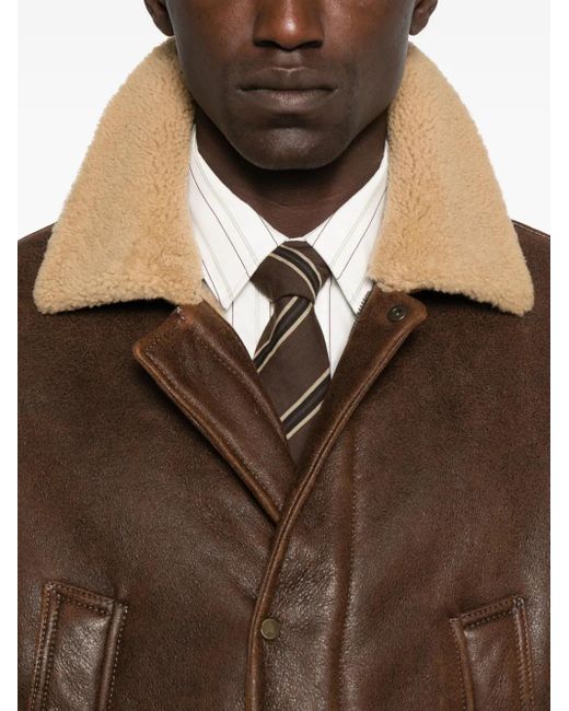 Salvatore Santoro Mantel aus Schafsleder mit Klappentasche in Brown für Herren