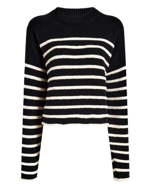 Proenza Schouler ストライプ クロップドセーター Black