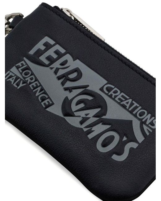 Ferragamo Gray Double Logo-debossed Clutch Bag for men