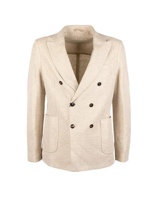 Circolo 1901 Natural Double-Breasted Textured Blazer for men