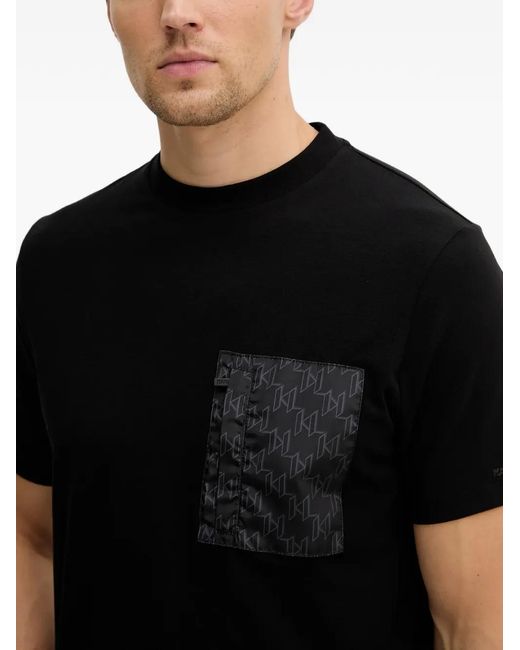 Karl Lagerfeld Black Pocket-Logo T-Shirt for men