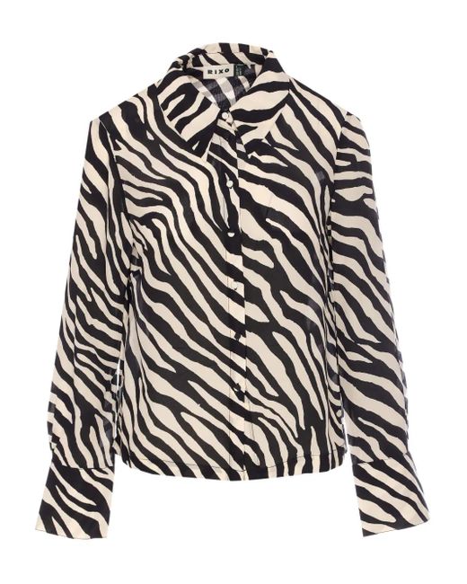 Rixo White Havan Zebra-Print Shirt