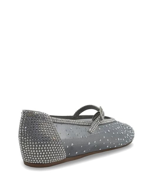 Le Silla Gray Gilda Crystal-Embellished Mesh Ballet Flats
