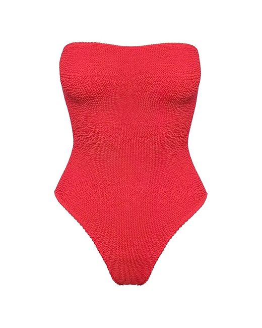 SOFIA ERHAN Red Kaia Strapless Crinkle Swimsuit