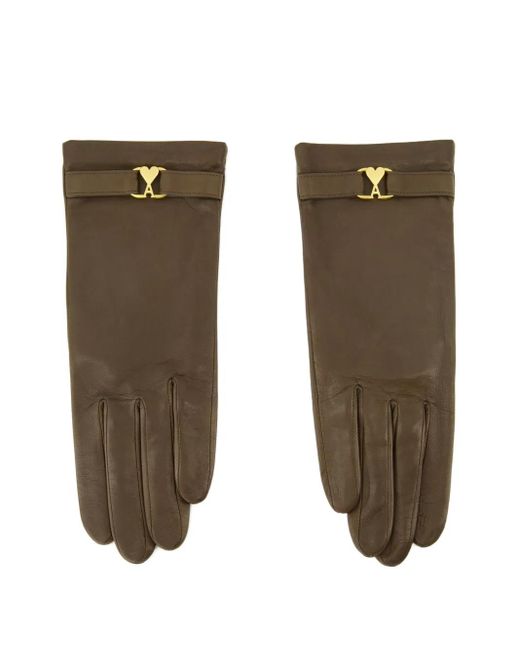 AMI Green Ami De Coeur Leather Gloves