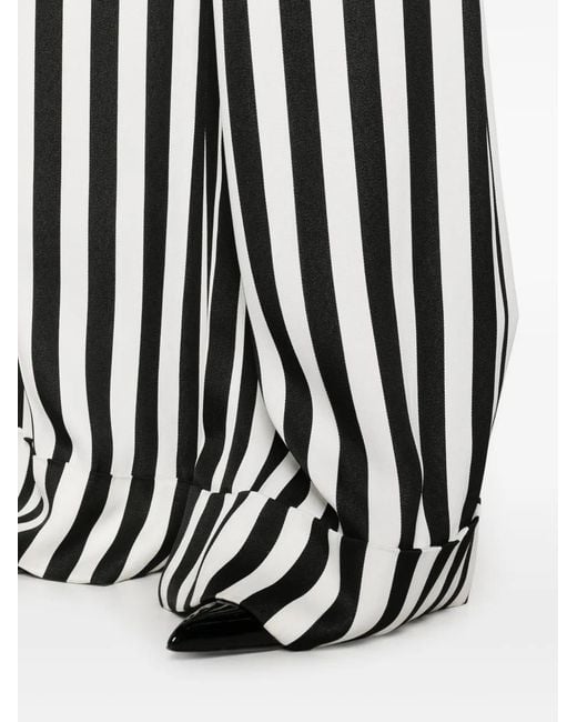 Moschino White Striped Wide-Leg Satin Pants