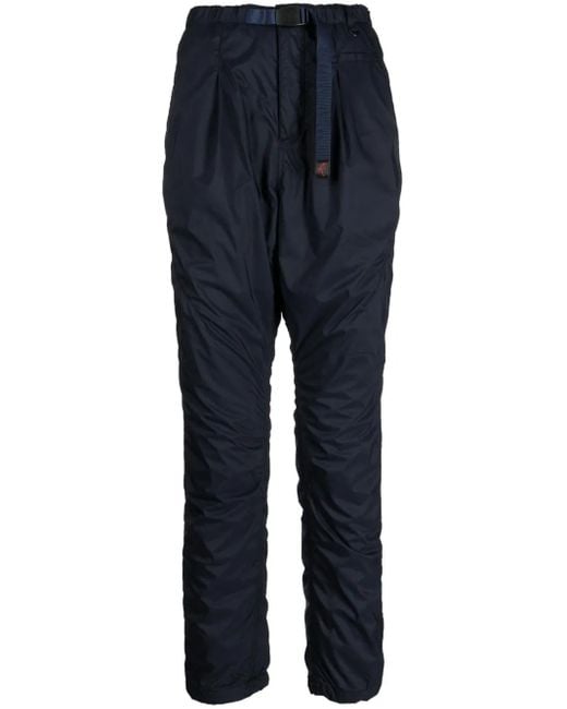 Undercover Blue Logo-Tag Buckle-Fastening Tapered Trousers for men