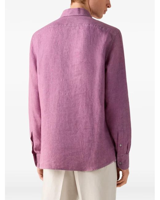 Zegna Purple Linen Polo Shirt for men