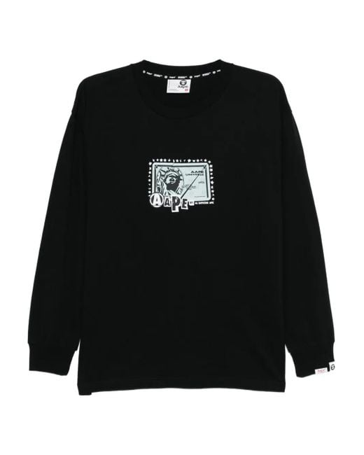 Camiseta con logo estampado Aape By A Bathing Ape de hombre de color Black