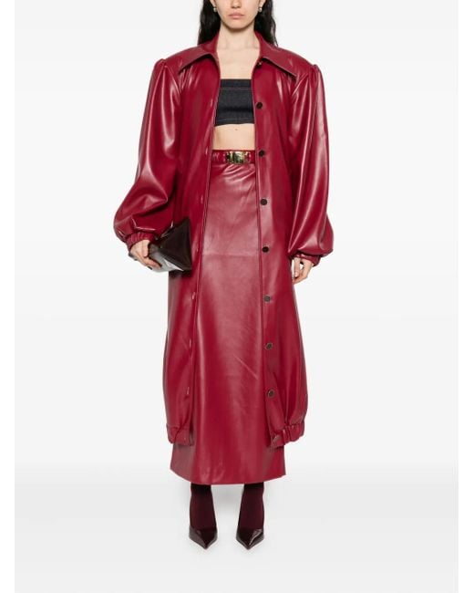 ROWEN ROSE Red Belted Midi Skirt