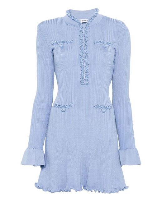 Self-Portrait Mini-Jurk Met Parel Afwerking in het Blue