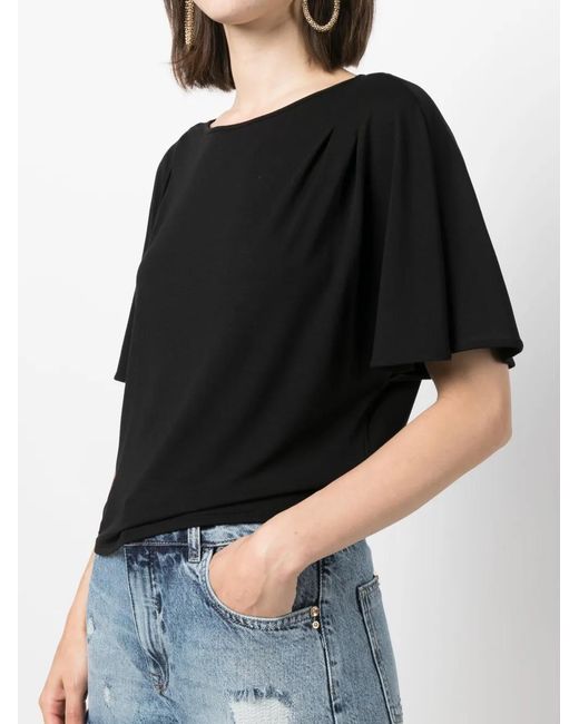 Patrizia Pepe Black Boat-Neck Detail T-Shirt