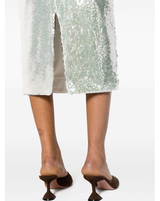 ROTATE BIRGER CHRISTENSEN White Sequin-embellished Pencil Skirt - Women's - Polyester/recycled Polyester/elastane/elastanepolyester