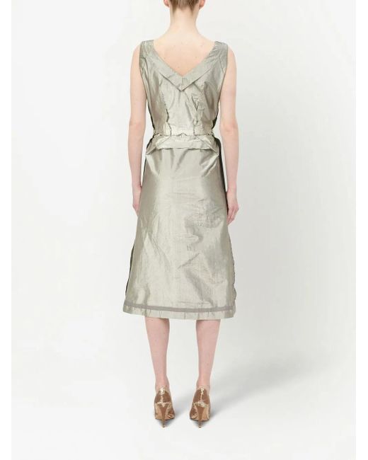 Maison Margiela Metallic Midi Dress With Patchwork Design