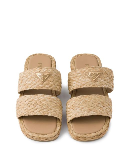 Sandali Slides di Prada in Natural