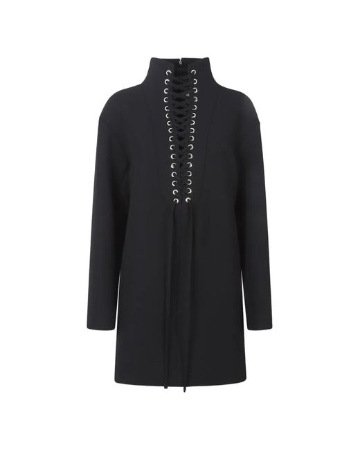 Khaite Black Lace-Up High-Neck Lee Dress