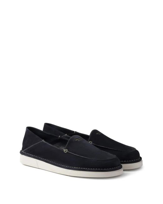 Prada Black Slip-On Suede Loafers for men