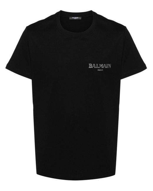 Balmain T-Shirt mit Logo-Applikation in Black für Herren