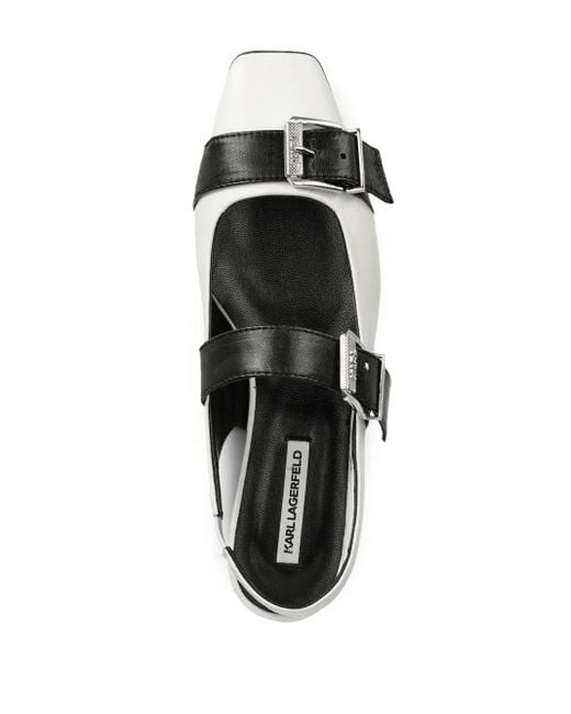 Karl Lagerfeld Black Konnie Double Strap Ballet Flats