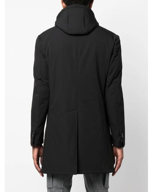 Corneliani Black Single-Breasted Hooded Lightweight Jacket for men